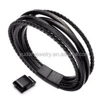 Stainless Steel Clasp Multilayer Leather Bracelet For Men